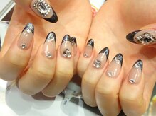 キャミ ネイル(CAMMY NAIL)/黒キラキラフレンチ