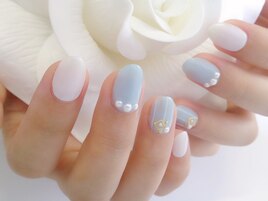 水色☆ストライプネイル