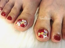 ネイルアンドコー (Nail&co.)/レッドフラワーネイル