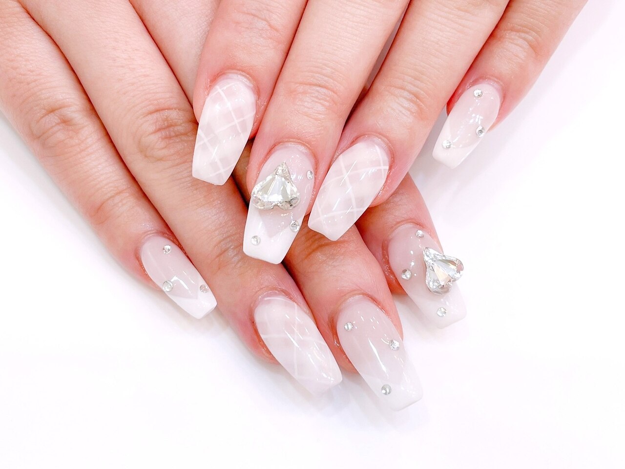 【オーダー】ネイルチップ シュガー 埋め尽くし ハート オープニングセール 現品ネイルチップ 韓国ネイル 埋めつくし