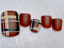 チェリーズネイル(Cherrys Nail)/赤チェック フットネイル