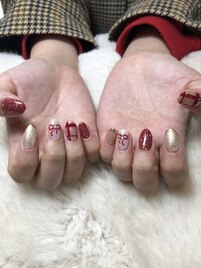 ボルドーチェックデザイン