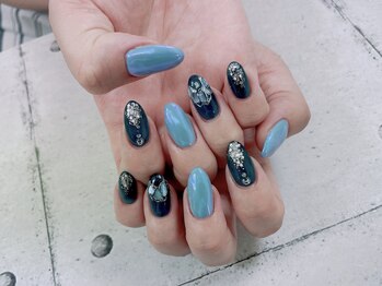 ネイル ビューティーマジック 葛西本店/ネイビーシェルネイル