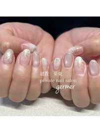 雪模様で冬ネイル♪