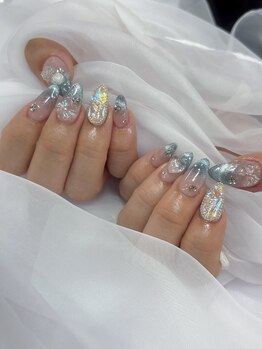 ポミーネイル 池袋店(pomynail)/水色ラメネイル