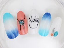 ネイルサロン あかねいろ/夏色　エスニック　手描き