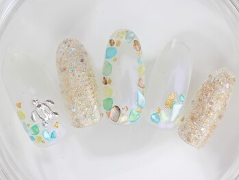 ネイルサロン あかねいろ/夏色 クリア シェル ホヌ