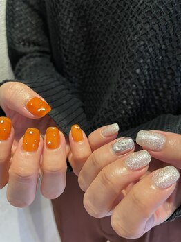 テラスヘア(TERRACE hair)/オレンジ×シルバーラメ