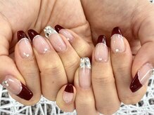ディーネイル 池袋(D-nail)/〇大人ボルドーフレンチネイル