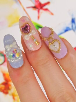 カラーズ 浜松店(colors)/夢かわハートビジューネイル(^^