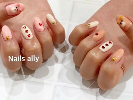 くまちゃんネイル×ハート