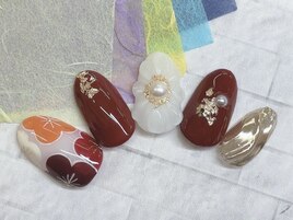 成人式ネイル　和柄　フラワー