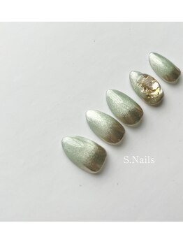 S. Nails【フィルイン/長さだし/マグネット/ニュアンス/フット/ハンドケア】/マグネット＋ミラーグラデ