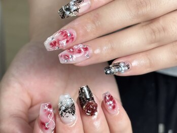 サリーネイルラボ(Sully Nail Lab)/レース＆マーブルネイル