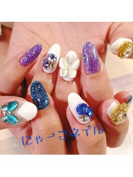 にゃーこネイル/バタフライ☆持ち込みデザイン
