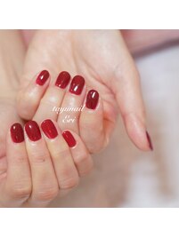 冬ボルドーワンカラーネイル