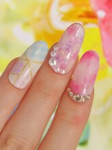 カラーズ 浜松店(colors)/パステルピンクのツイードネイル