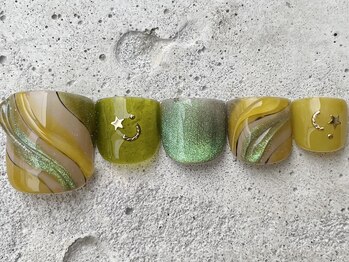 フリークネイル(FREAK Nail)/ぷっくり流れ星FOOT ¥12000