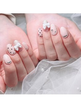 アートネイル ギャラリー(Art nail Gallery)/リボンドットの韓国っぽネイル