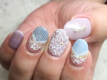 ジュエルズ ネイル(Jewels Nail)/デニム×フラワーレースネイル♪