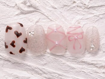 ネイルメゾン 渋谷店(NAIL MAISON)/手書きチョコハートリボン￥8000