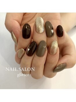 ネイルサロン グリッター(NAIL SALON glitter)/ブラウンネイル