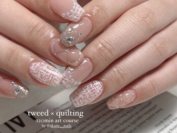 リン 恵比寿(RiN.)/ツイードピンクネイル　akane