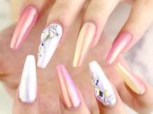 ネイルサロンラグジュアリー 梅田店(LUXURY)/縦グラデ×オーロラヴェール