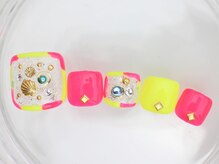 ネイルサロン あかねいろ/夏色フット　クリアネオンカラー