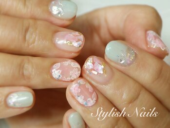 スタイリッシュネイルズ(Stylish Nails)/シェル&フラワーパステルカラー