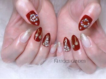 エンジェルガーデンネイル 池袋店(Angelgarden nail)/クリスマスネイル¥赤ネイル¥