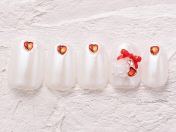 ネイルメゾン 渋谷店(NAIL MAISON)/パールミラーハートバラ￥8000