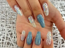 ディーネイル 池袋(D-nail)/〇転写シルバーサマーネイル