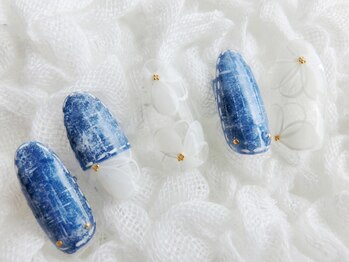 ネイリシャス(NAILICIOUS)/クリアフラワーと爽やかデニム☆