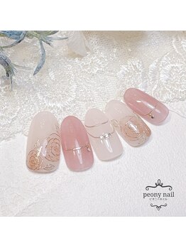 ピオニーネイル(peony nail)/10月新作　淡色ローズ