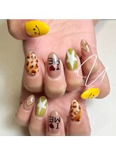 スタジオ結(STUDIO結)/豹柄ネイルニコちゃんPOPネイル