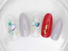 ネイルサロン あかねいろ/春夏クリア　シェルネイル