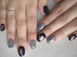 ブルー大理石ネイル