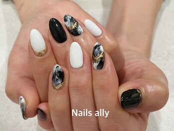 ネイルズアリー 立川店(Nails ally)/マーブル×ジュエリーネイル×春