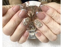 ダブルムーンビューティフル(DOUBLEmoonBeautiful)/鏡フレンチ＆ストーン盛り♪