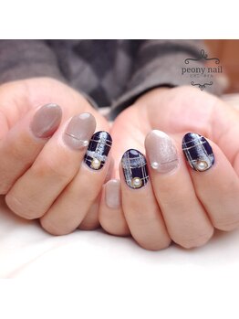 ピオニーネイル(peony nail)/ チェックネイル 