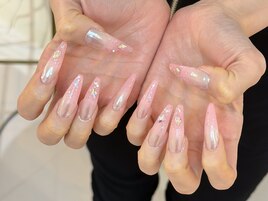 ホワイトミラー×ピンクグラデ