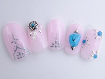 ネイルサロン ドレリッチ 大宮店(drerich)/【6990】ピンクシルバーアート