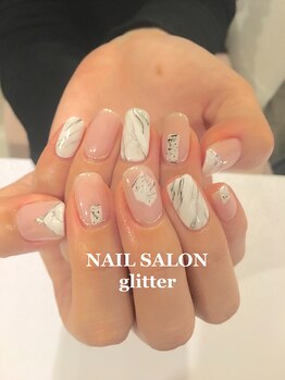 ネイルサロン グリッター(NAIL SALON glitter)/大理石ネイル