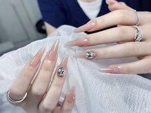 ミネットネイル 池袋(Minette nail)/上品ヌードロングネイル輝き美感