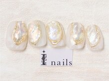 アイネイルズ 池袋店(I-nails)/ホワイト天然石風ニュアンス