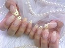 フレンチネイル お花ネイル