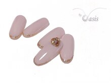 バイオアシス 麻布十番(by Oasis)/ラメフレンチ＋3Dピンクストーン