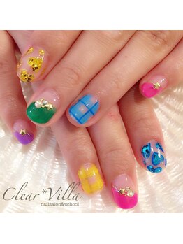 ネイルサロンクリアヴィラ(nail salon clear villa)/カラフルガーリーネイル