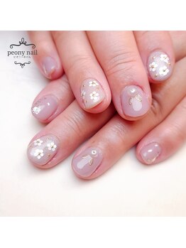 ピオニーネイル(peony nail)/ウサギネイル